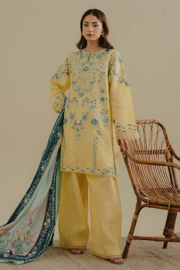 3 Piece Unstitched Heavy Embroidered Lawn Suit ( Printed Silk Dupatta )